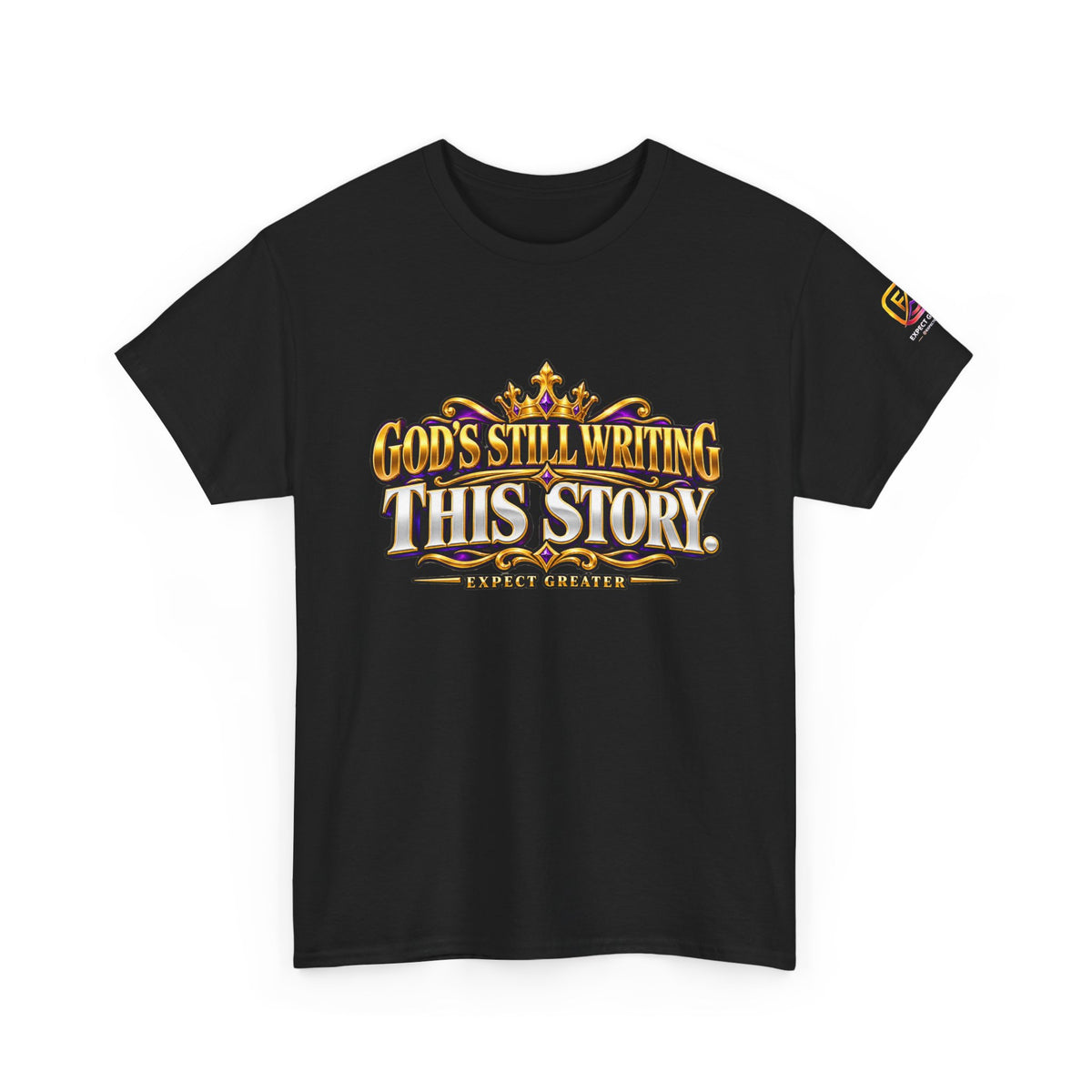 Expect Greater AI Crest Tee — Purple & Gold Gaming Logo T-Shirt