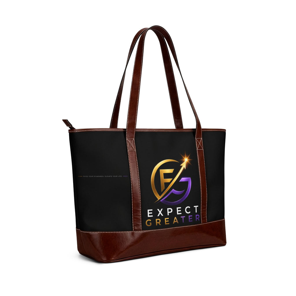 Expect Greater Logo Tote — Black & Brown Inspirational Handbag