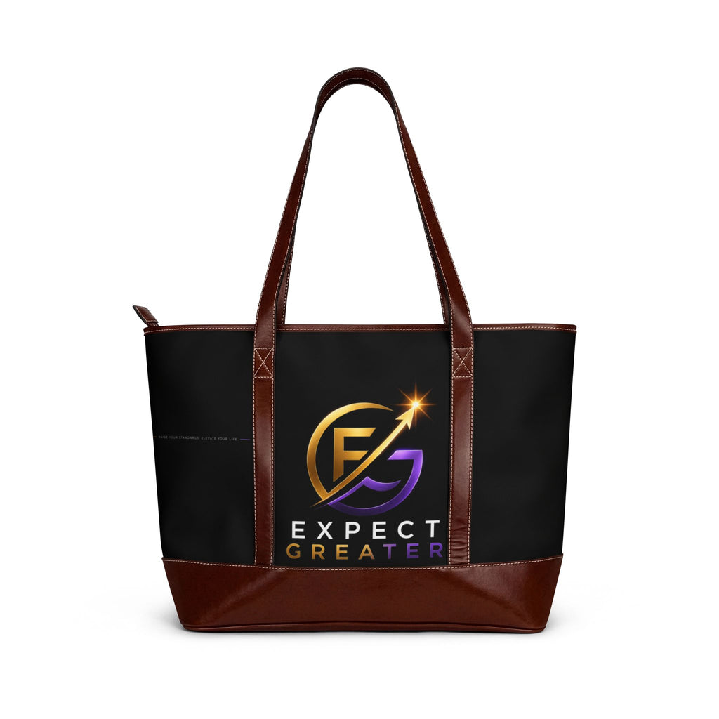 Expect Greater Logo Tote — Black & Brown Inspirational Handbag
