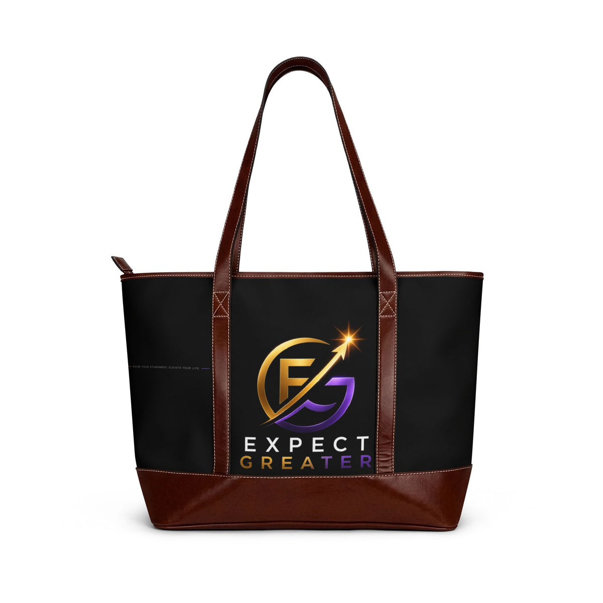 Expect Greater Logo Tote — Black & Brown Inspirational Handbag