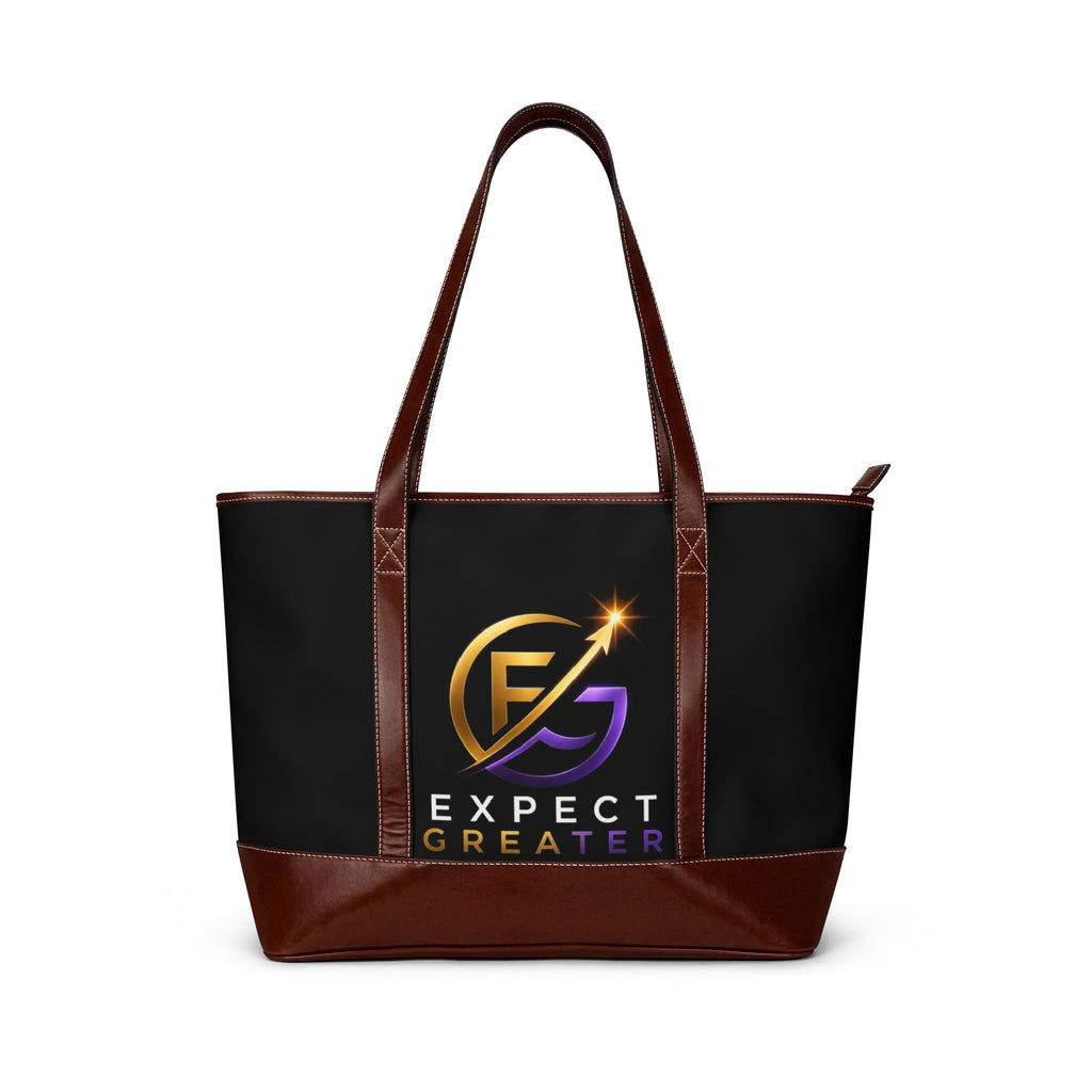 Expect Greater Logo Tote — Black & Brown Inspirational Handbag