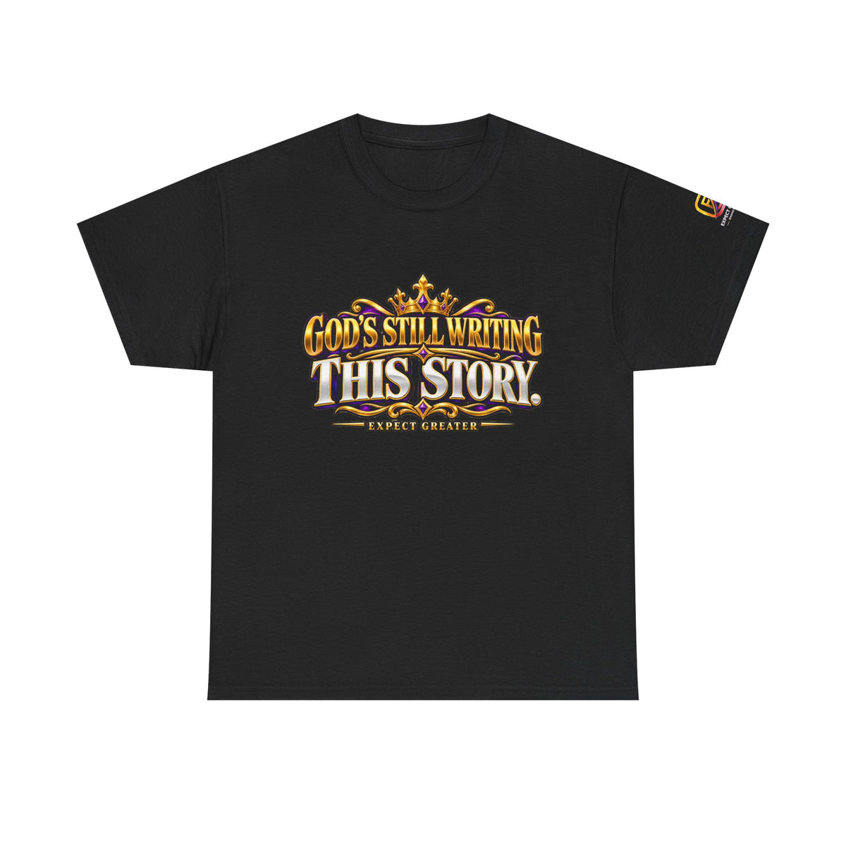Expect Greater AI Crest Tee — Purple & Gold Gaming Logo T-Shirt