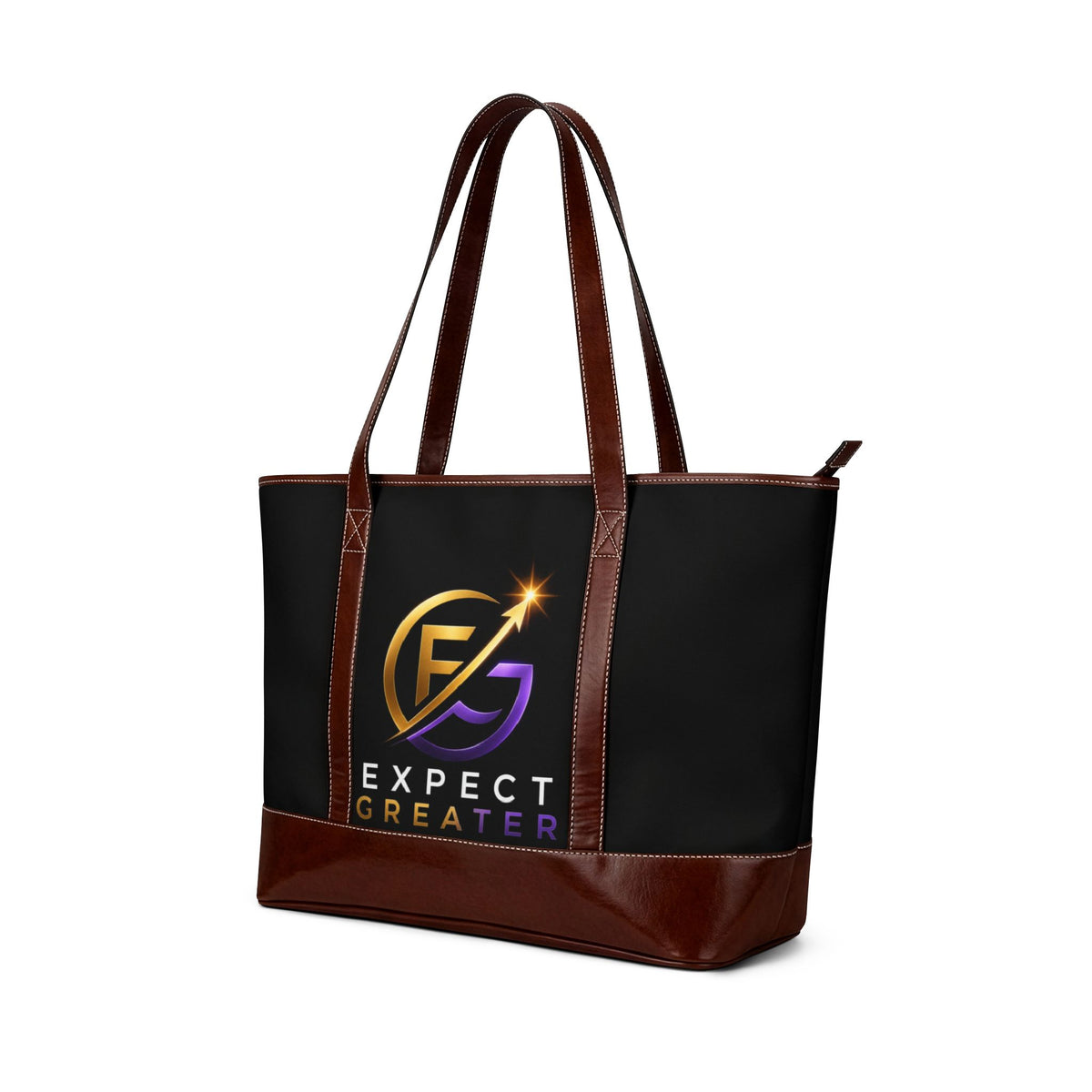 Expect Greater Logo Tote — Black & Brown Inspirational Handbag